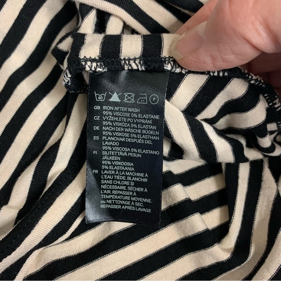 H&M Black and Beige Striped Jersey knit Sleeveless Midi Dress Size L - Picture 7 of 10